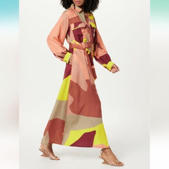 The Drop Abstract Print Maxi Dress with Utility Belt by @Takkunda Size XXL NWT - Picture 4 of 6